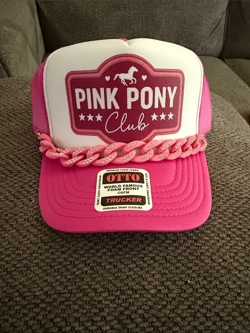OTTO Pink Pony Club Trucker Hat - Hot Pink & White